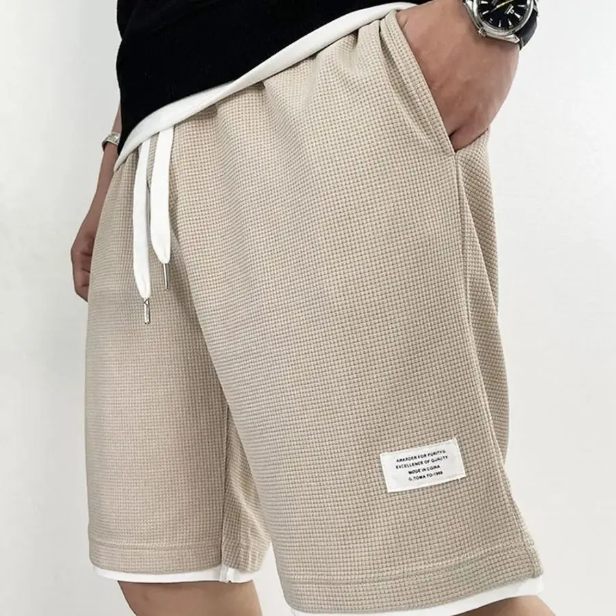 Summer Clothing Deals - Männliche kurze Hosen, schwarze Waffel, Übergröße,