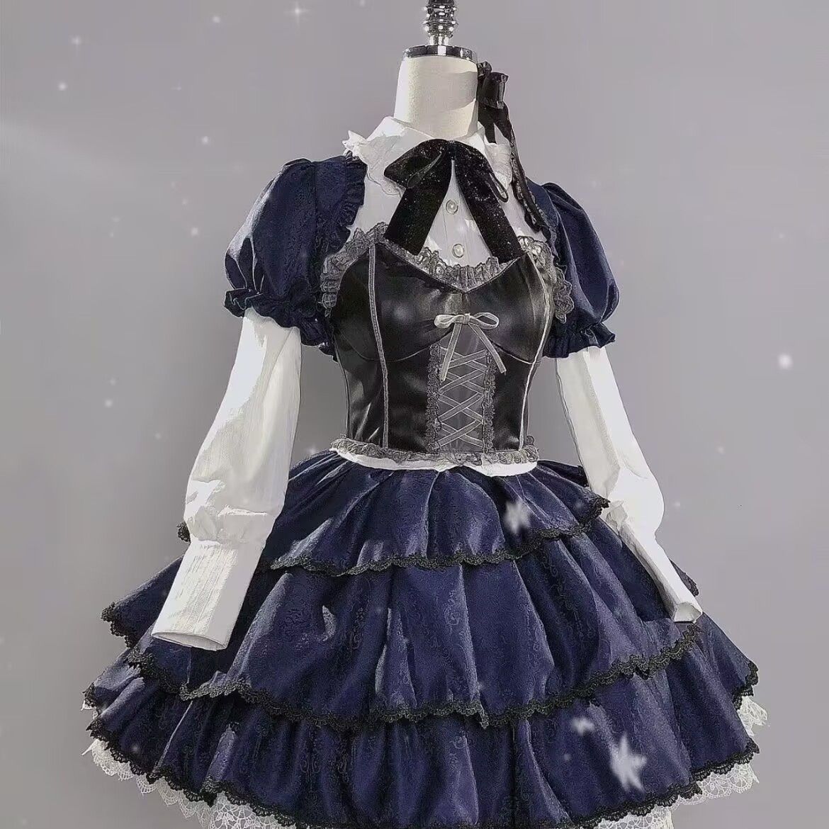 Summer Clothing For 70 Year Old Woman - Cosplay Animationskleid dunkles Muster Mitte zwei
