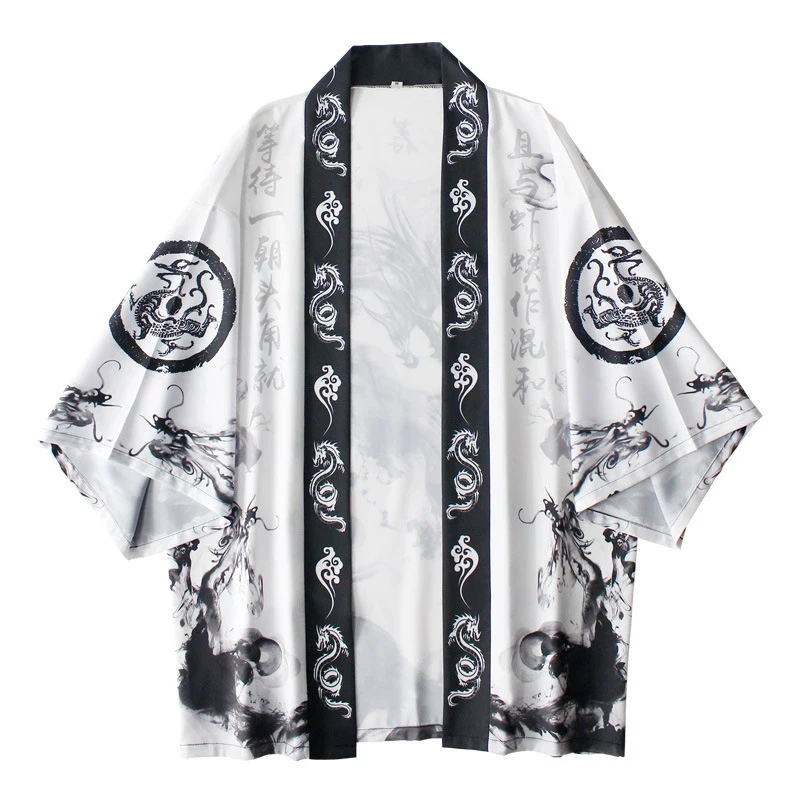 Summer Japanese Clothing - Japanische traditionelle Kleidung, japanischer Kimono, Damen-Tinten-Drachen-Druck,