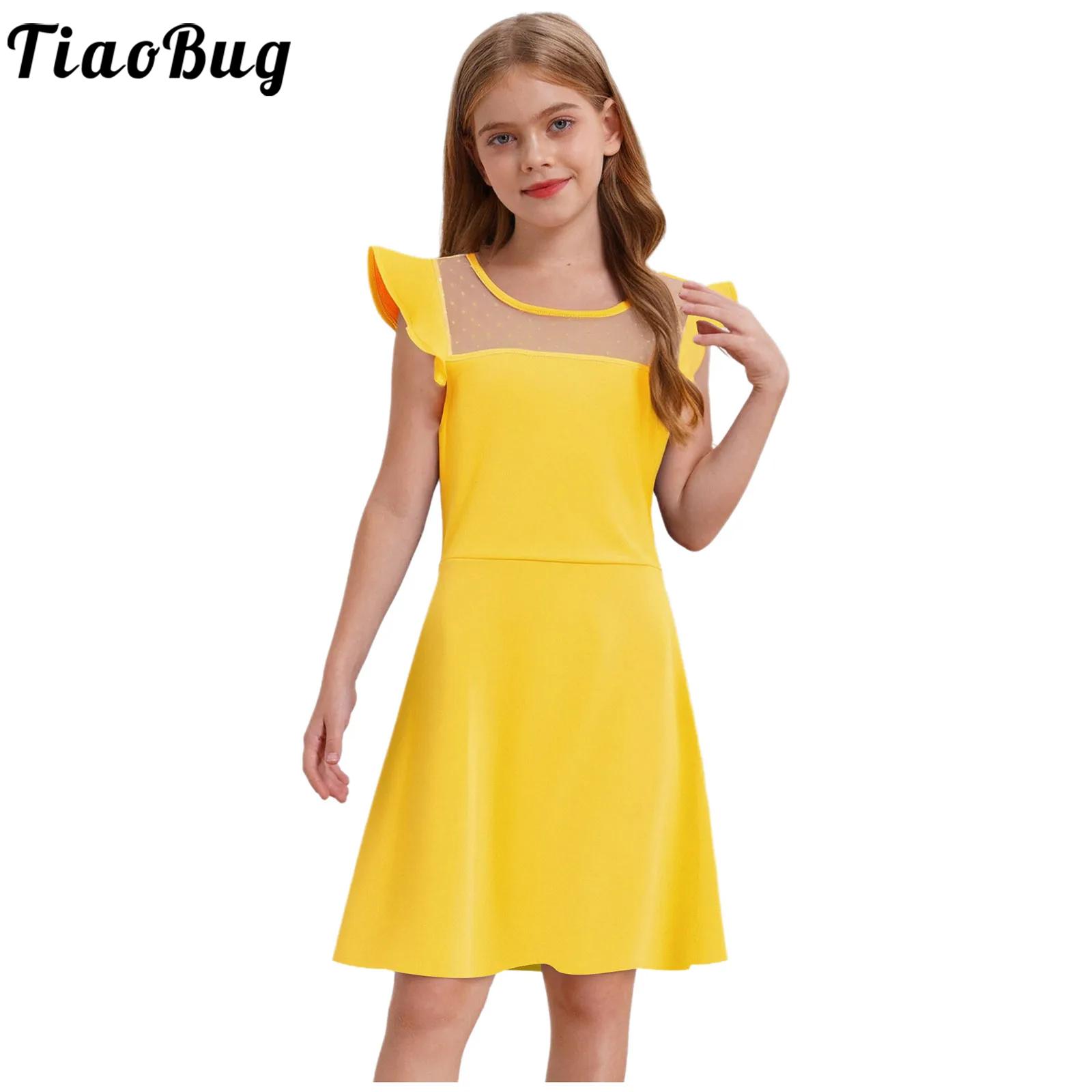 Summer Clothing For Teen Girls - Sommerkleid für Teenager-Mädchen, Rüschenärmel, Punkte, durchsichtiges