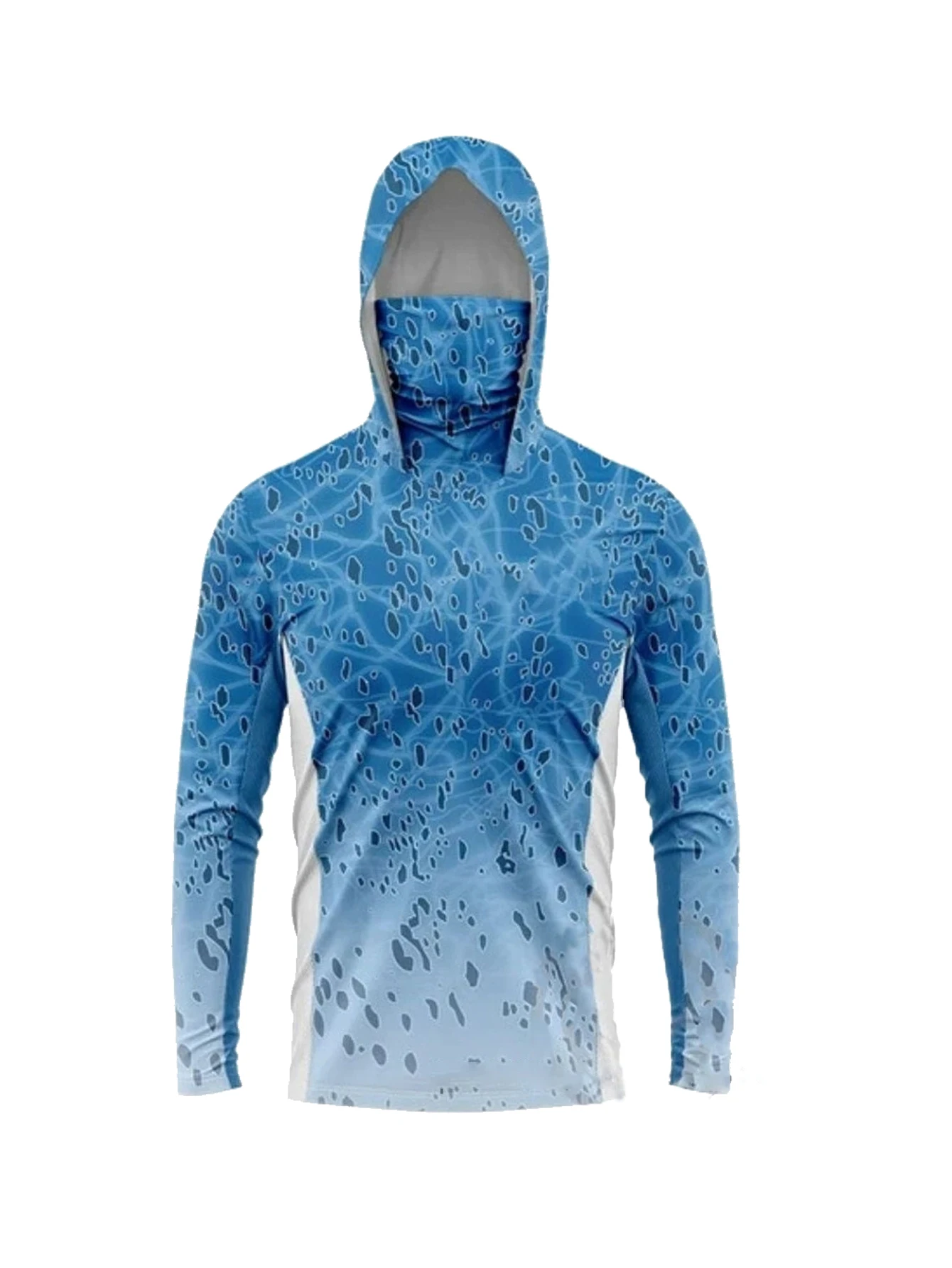 Summer Uv Clothing - Herren Langarm-Anglerhoodie mit Maske, UV-Schutzkleidung, Fischerei-Shirt,