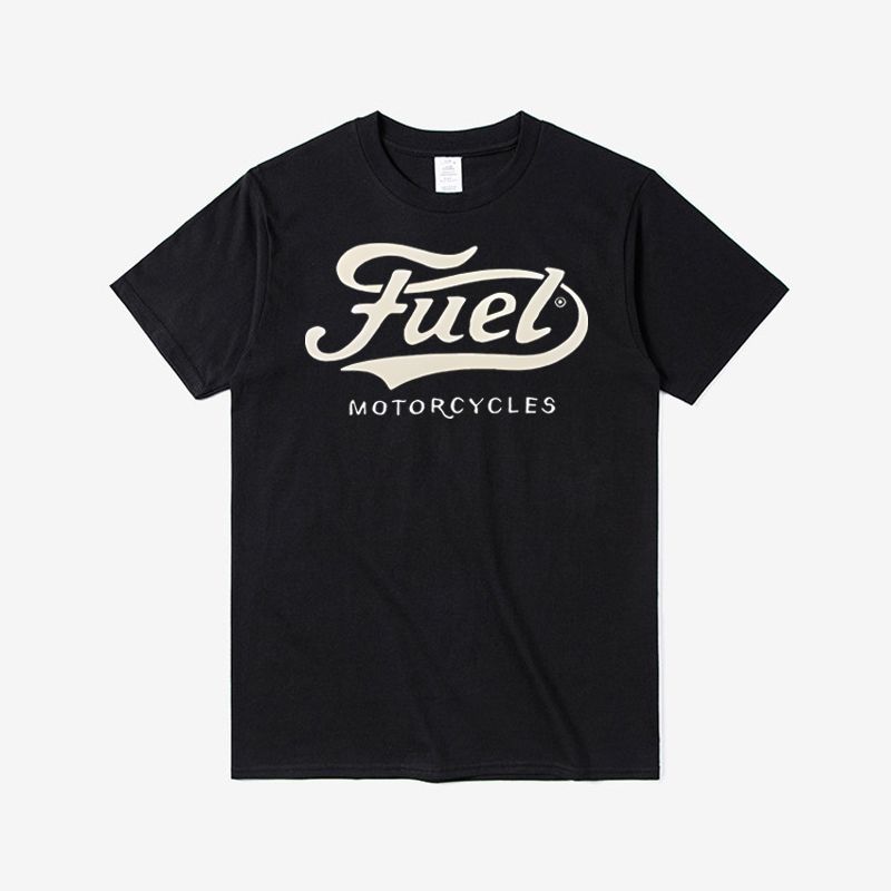 Summer Clothing Label - Fuel Label T-Shirt mit Motorrad-Print, Sommer-Baumwoll-T-Shirt