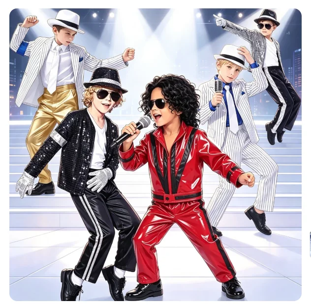 Summer Vacation Clothing Men - 2026 Michael Jackson 80er Popstar Kostüm