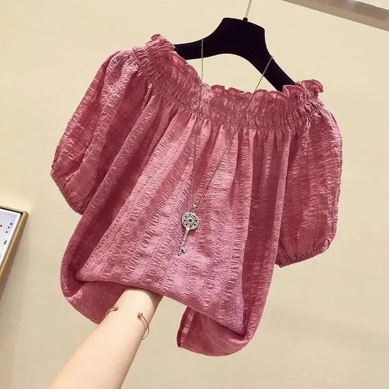 Summer Rose Clothing - Rosarote Lässige Bluse mit U-Ausschnitt und