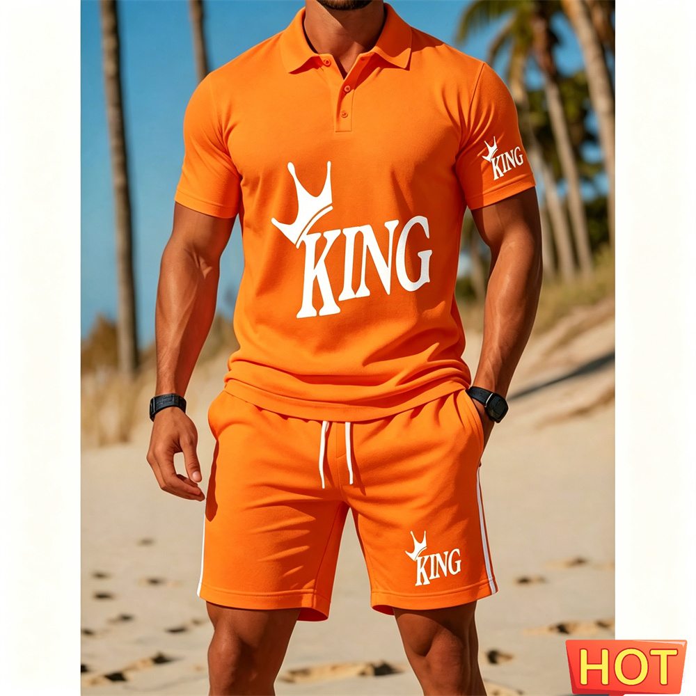 Summer Vacation Clothing Men - Herren-Kurzarm-Anzug-Set - Zweiteiliges Set mit Modedruck