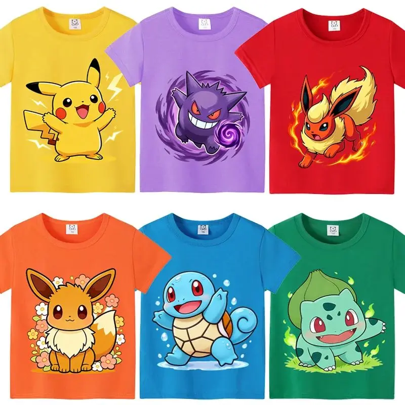Summer Games Clothing - Pocket Monsters Baumwoll-T-Shirt Pikachu Cartoon Anime