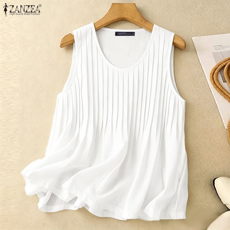 Summer Clothing For Plus Size Women - ZANZEA Damen Sommer-Tanktop mit Pintuck-Details, Übergröße,