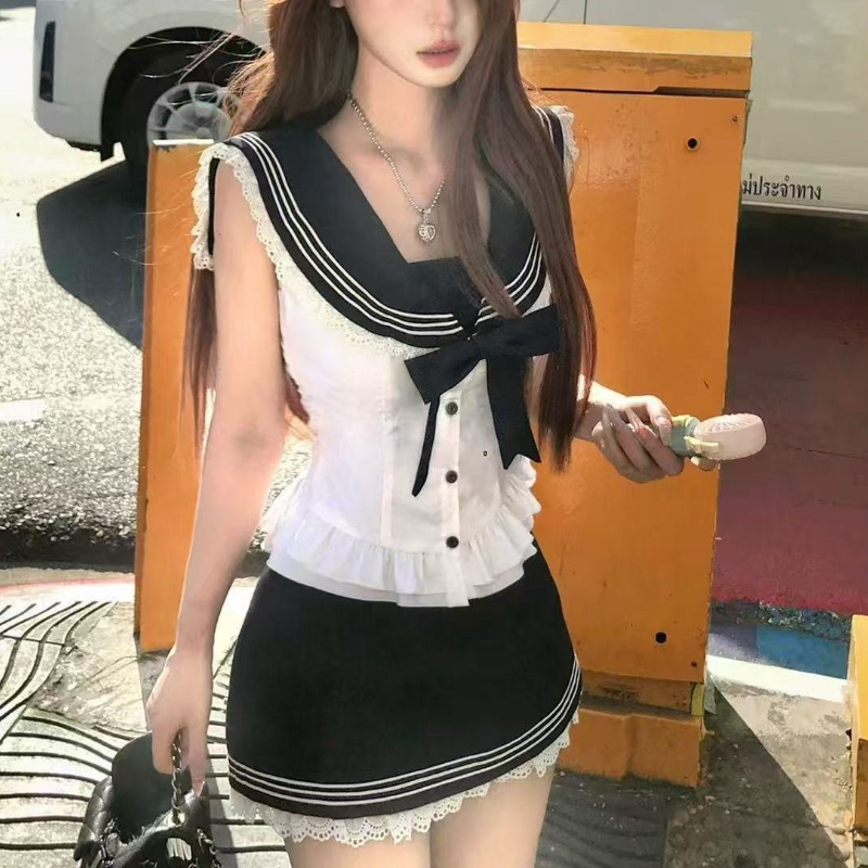 Summer Japanese Clothing - Süßes 2-teiliges Set mit Schleife im