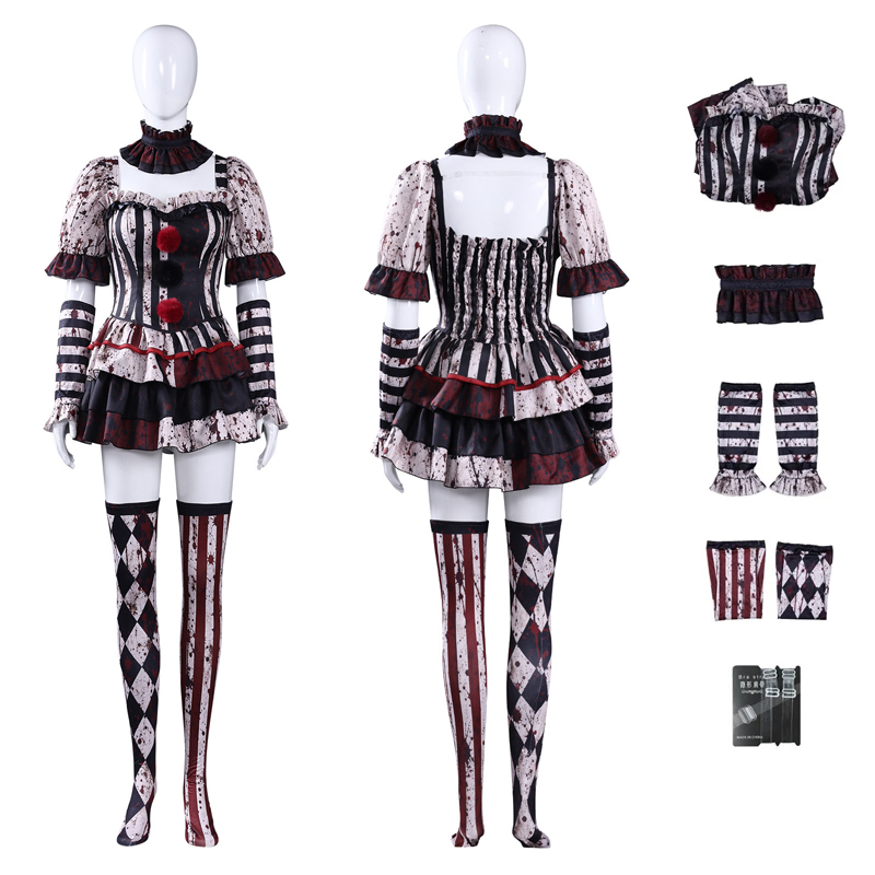 Romper Playsuit Women - Clown-Kostüm für Damen, Zirkus-Clown-Kleid, Halloween-Party-Performance-Outfit, Rollenspiel,