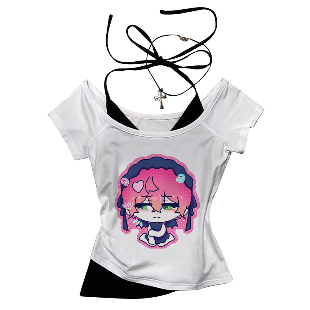 Summer Goth Clothing - Alien Stage Crop-Top für Mädchen, Goth-Anime-Grunge,