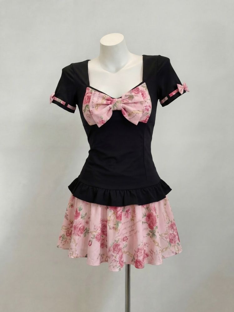 Summer Clothing Accessories - Damen Süßes Blumenmuster Zweiteiler Set Feenhafter