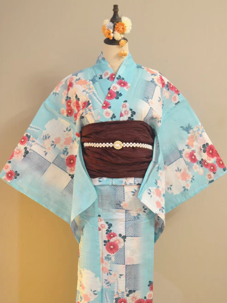 Summer Clothing Girls - Traditioneller Yukata-Kimono aus Baumwolle-Leinen-Mischgewebe, Mädchenkleid mit