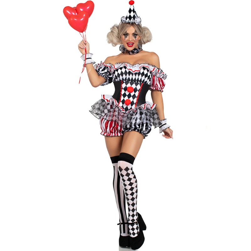 Romper Playsuit Women - Frauen Clown Cosplay Kostüm Zirkus Leistung