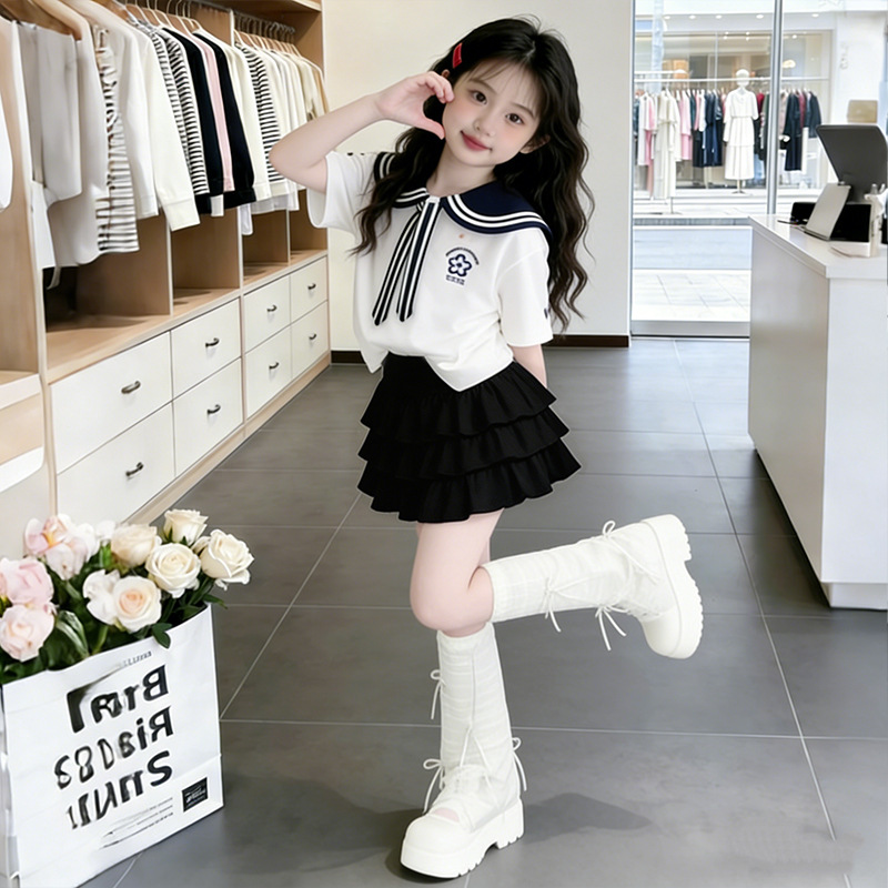 Summer Clothing For Teen Girls - 2026 Sommer Mädchenkleidung Kinder-Set Kurzarm Schleife