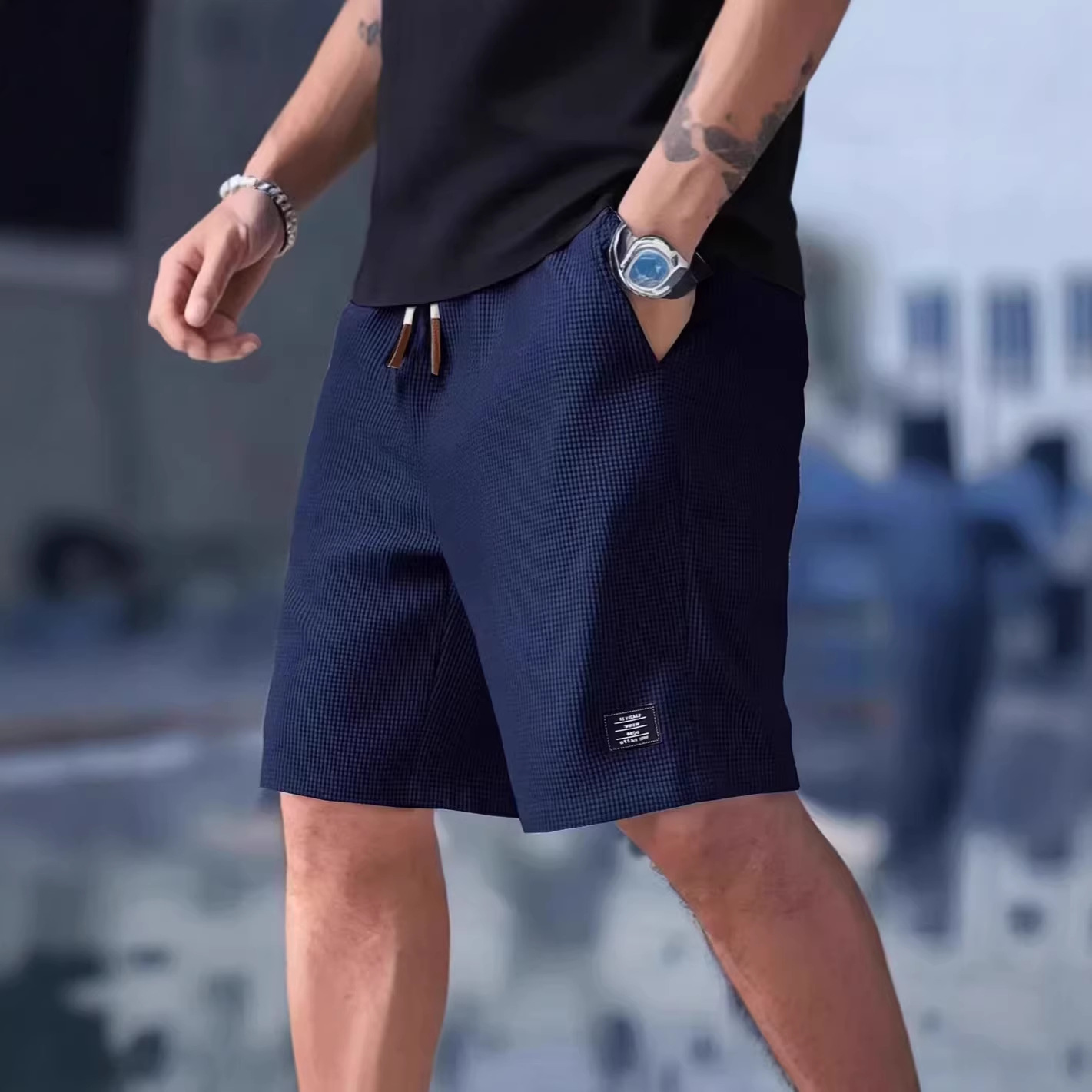 Herren-Shorts Schwarz Waffelst – Summer Clothing Deals Bewertung und Preis
