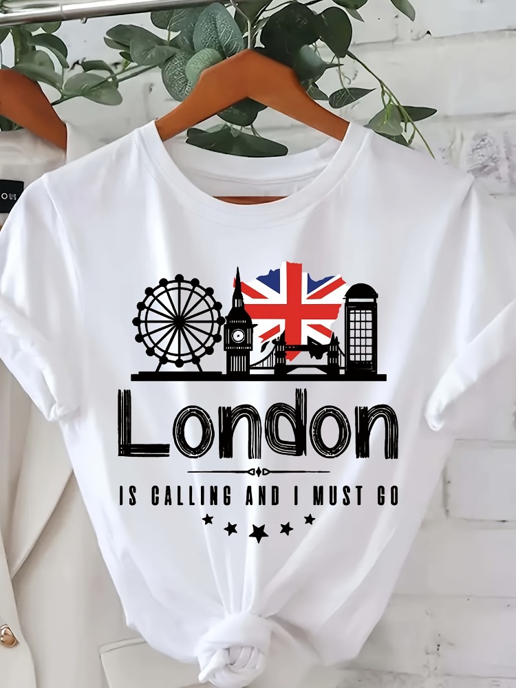 London Letter Print Damen T-Sh – Summer Clothing London Bewertung und Preis