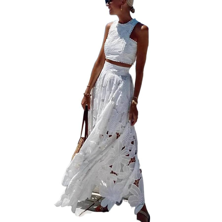 Damen Weißes Blumen-Spitzen-St – Summer Clothing Accessories Bewertung und Preis